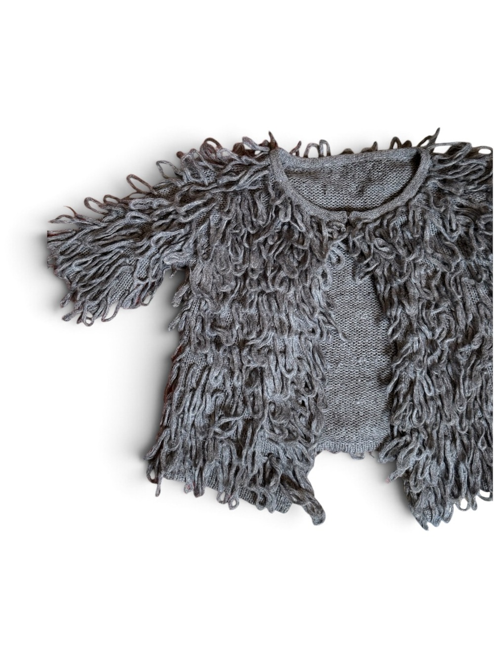 Gray Tassel Knit Cardigan